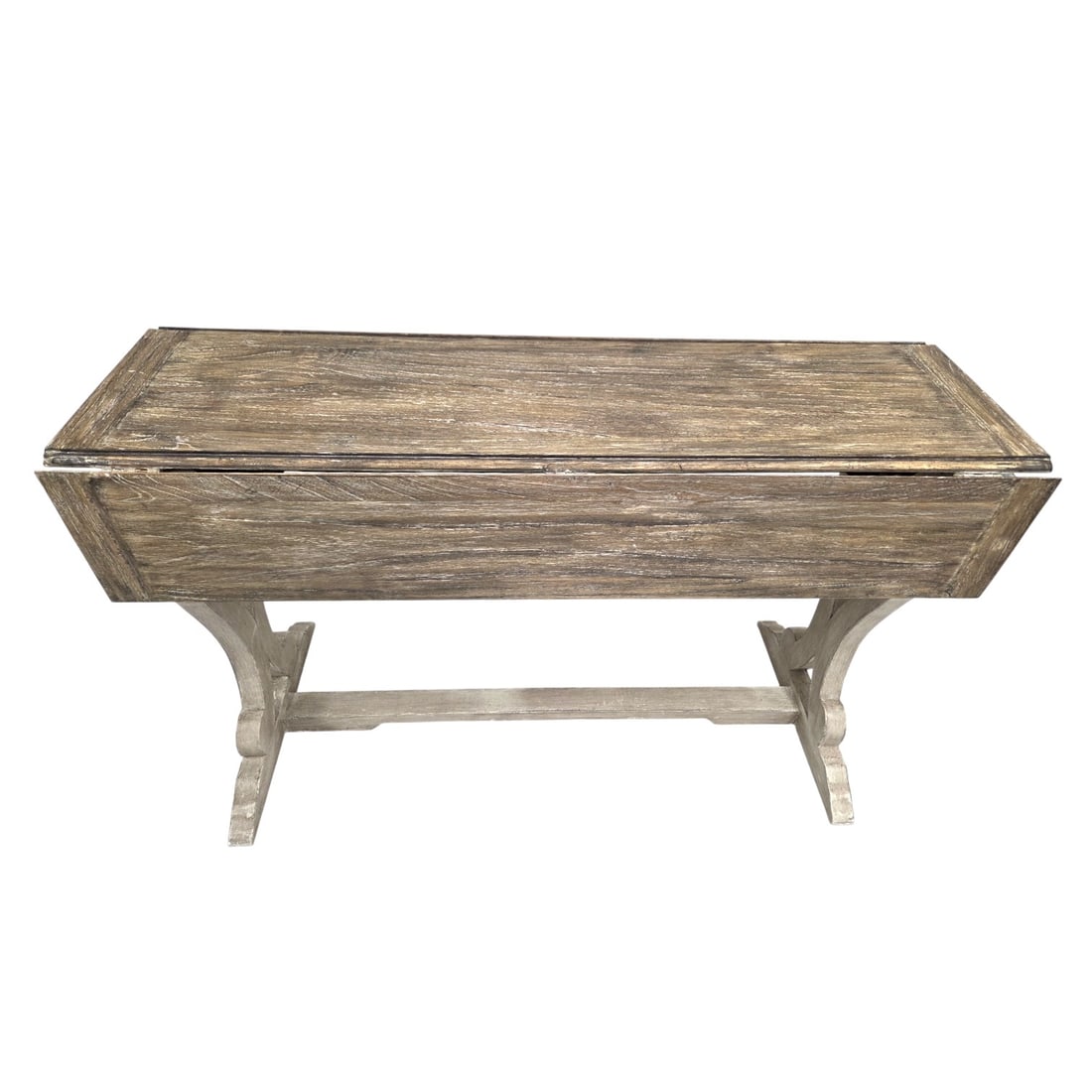 LIGHT WOOD DISTRESSED FLIP TOP CONSOLE TABLE - 2