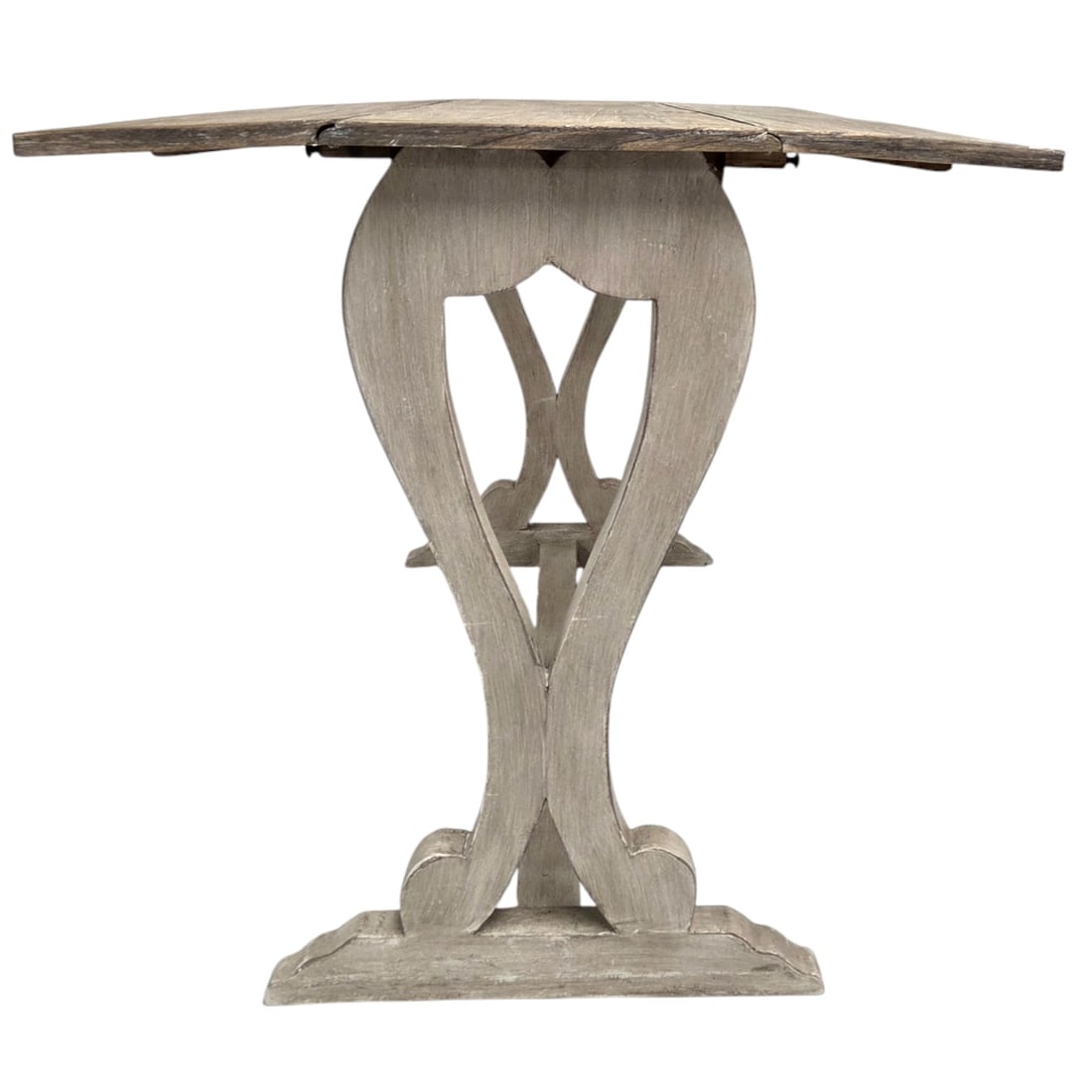 LIGHT WOOD DISTRESSED FLIP TOP CONSOLE TABLE - 4