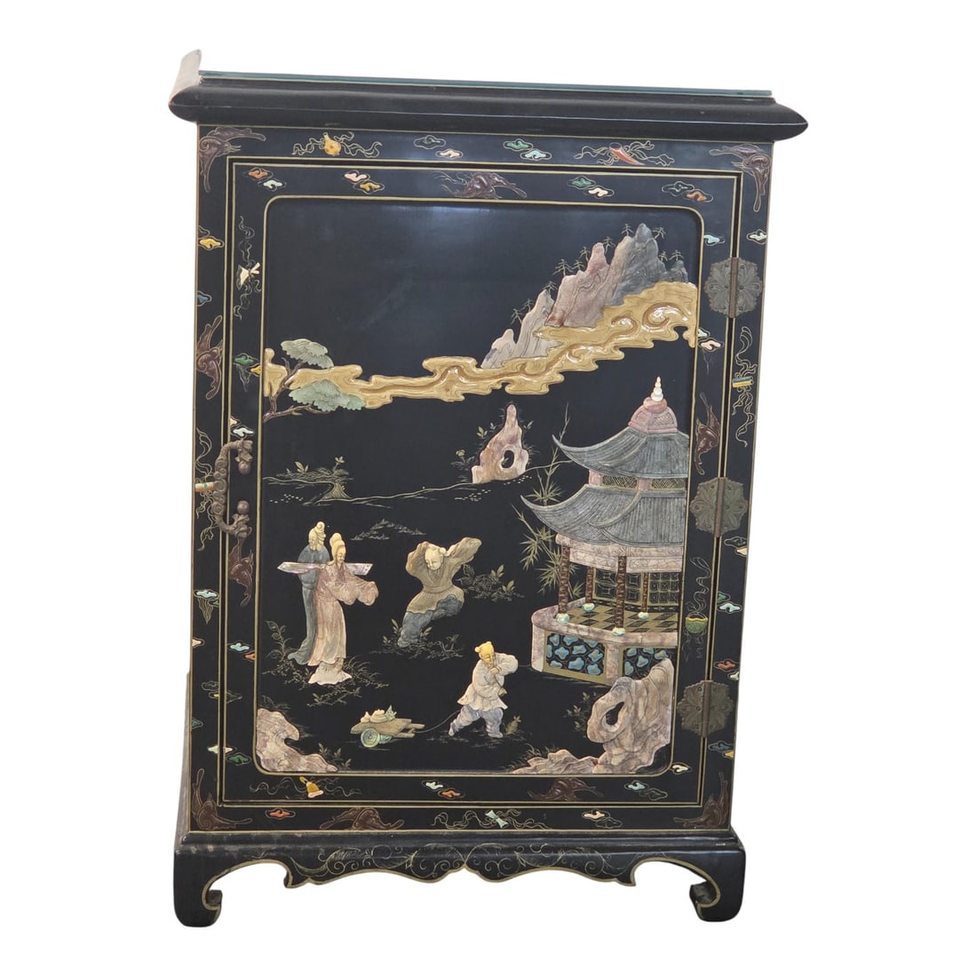 BLACK LACQUER MOP INLAY CABINET - 2