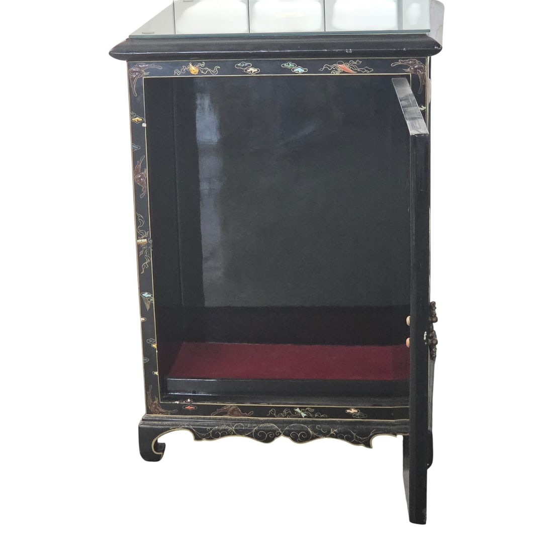 BLACK LACQUER MOP INLAY CABINET - 6
