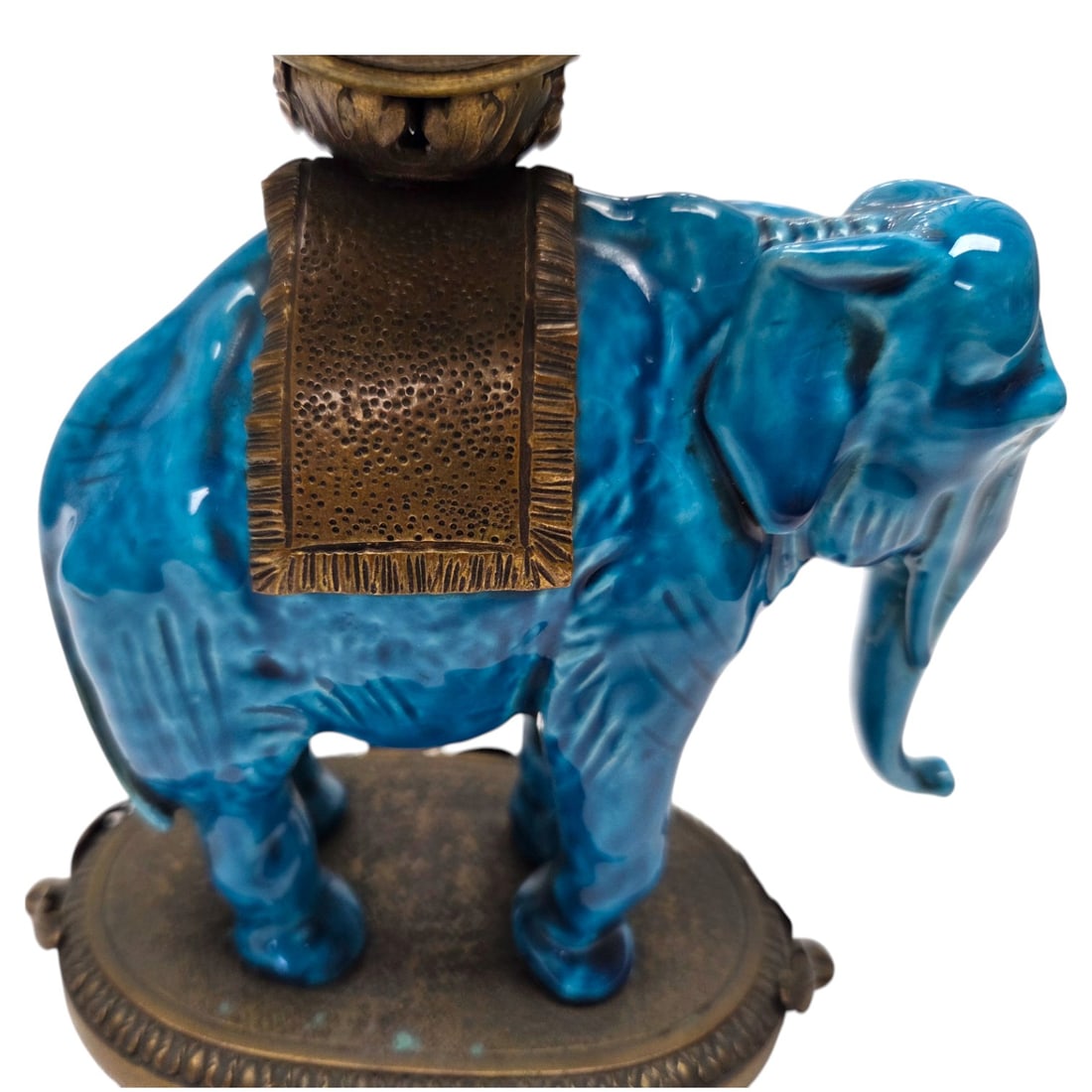 FRENCH CERAMIC & BRONZE ELEPHANT CLOCK - 10
