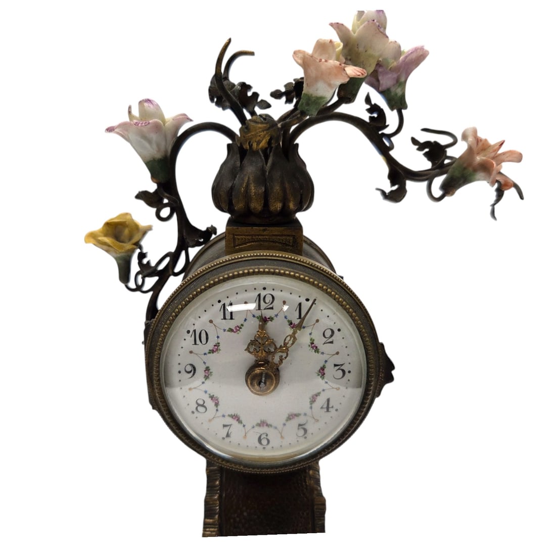 FRENCH CERAMIC & BRONZE ELEPHANT CLOCK - 2