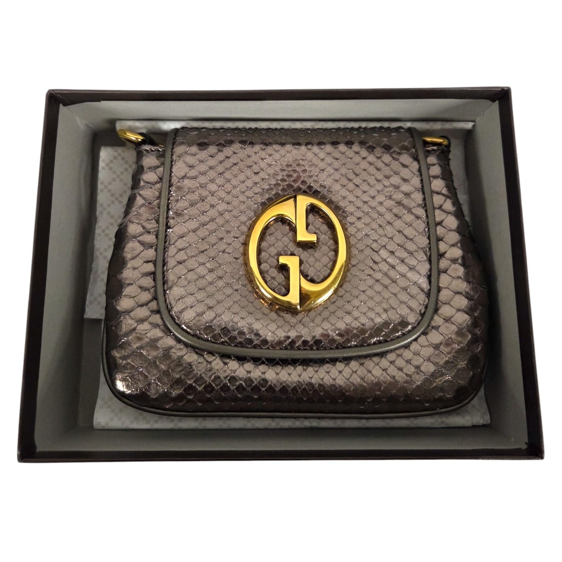 GUCCI PYTHON METALLIC HANDBAG - 6