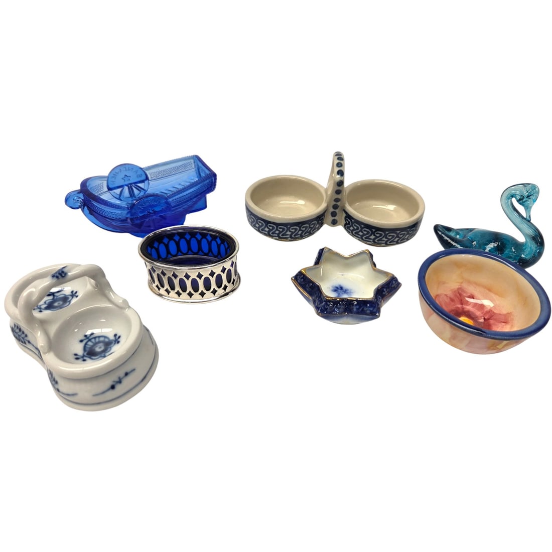 24PC BLUE/WHITE OPEN SALT CELLARS - 2