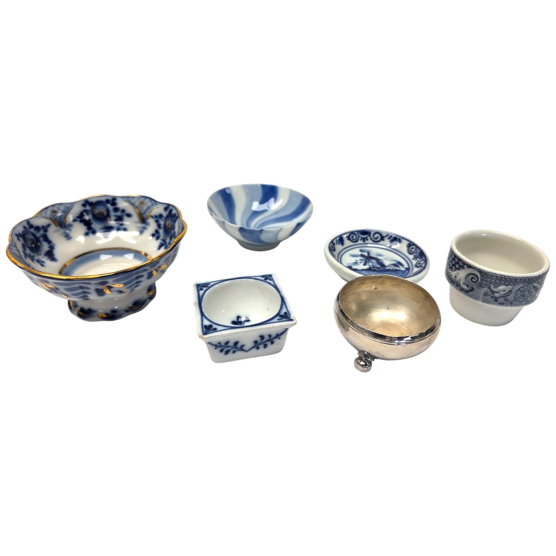 24PC BLUE/WHITE OPEN SALT CELLARS - 4