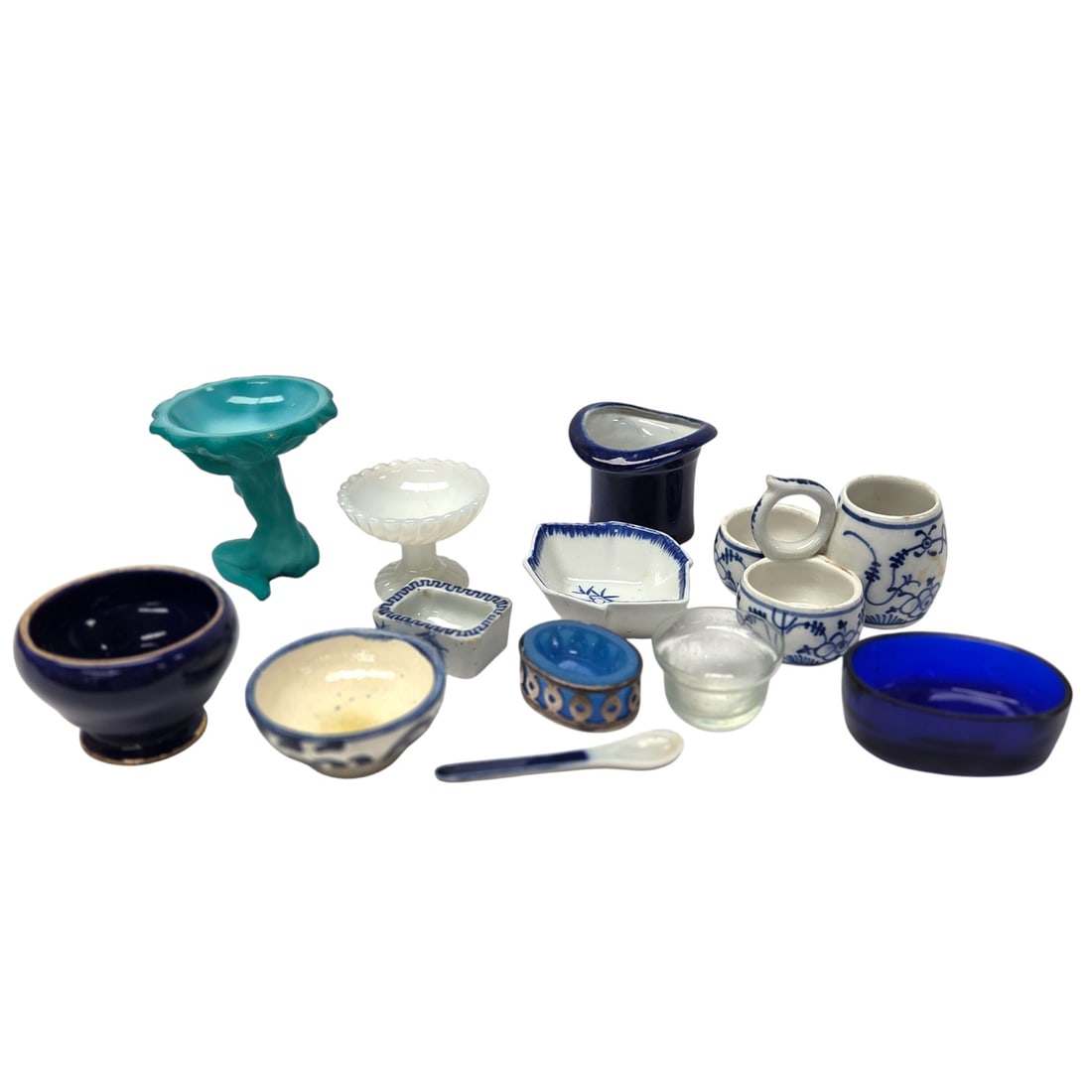 24PC BLUE/WHITE OPEN SALT CELLARS - 6