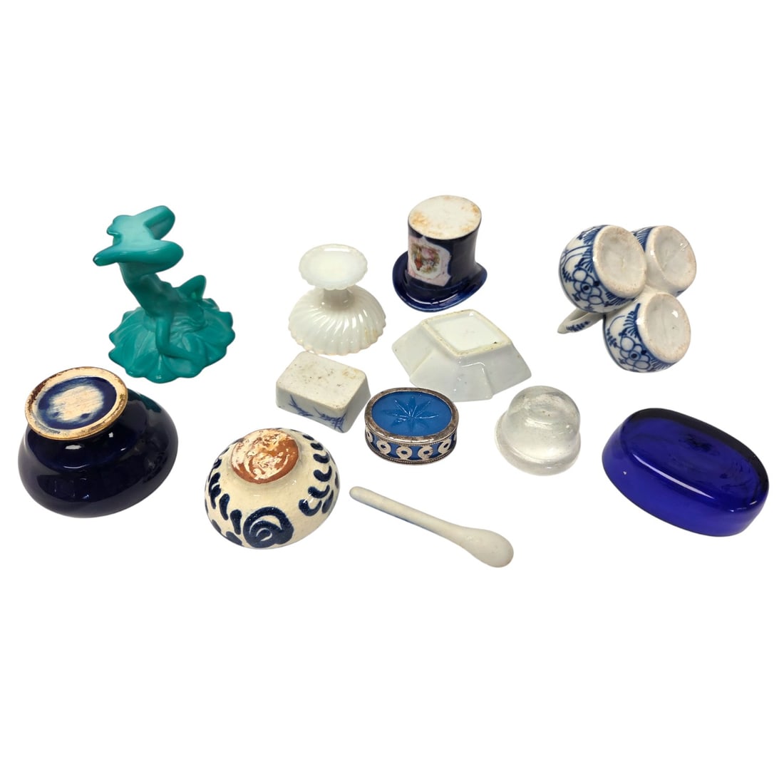 24PC BLUE/WHITE OPEN SALT CELLARS - 7