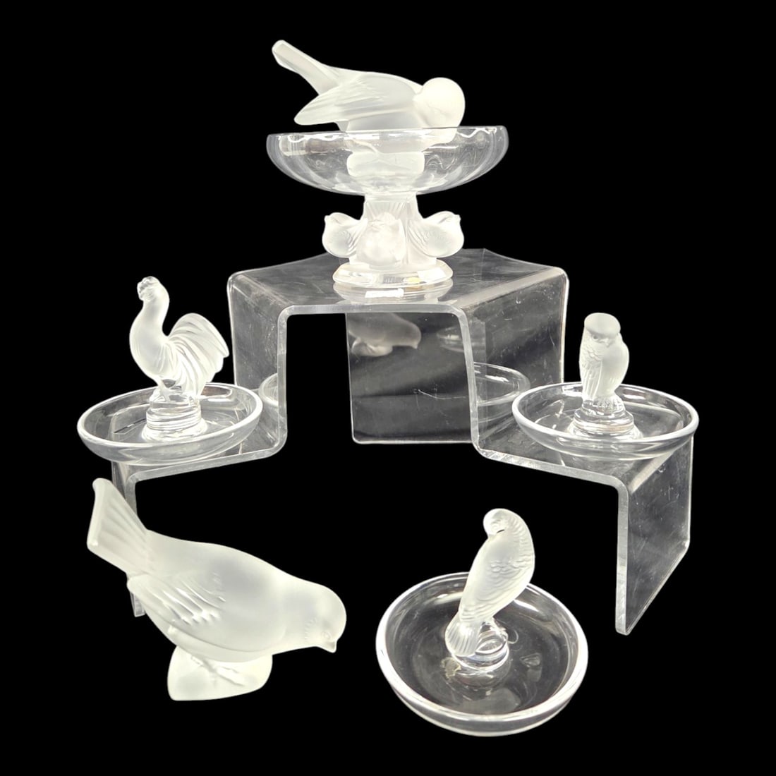 6 PC LALIQUE GLASS BIRD GROUPING (1 of 1)