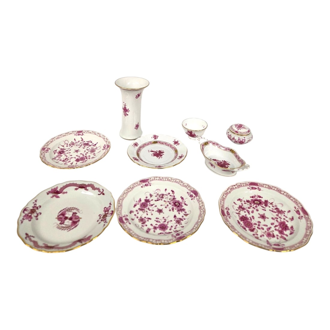 9 PC PINK HEREND/MEISSEN PORCELAIN GROUPING (1 of 15)