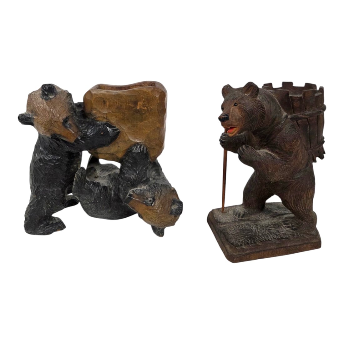BLACK FOREST: MATCH HOLDER W/ 2 BEARS & 1 HIKING W/ CANE (1 of 13)