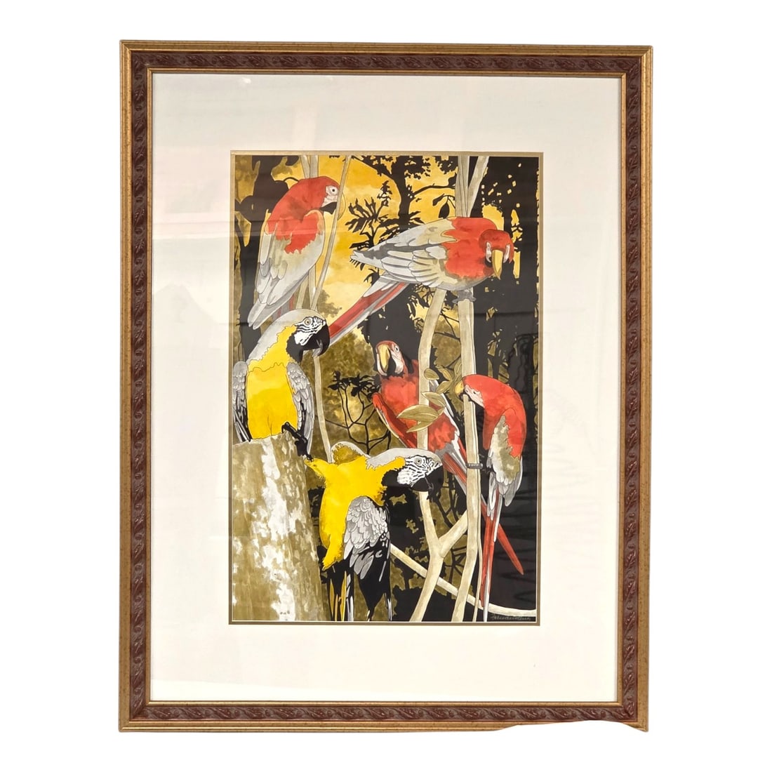 WATERCOLOR PAINTING OF SCARLET MACAW PARROTS (1 of 11)