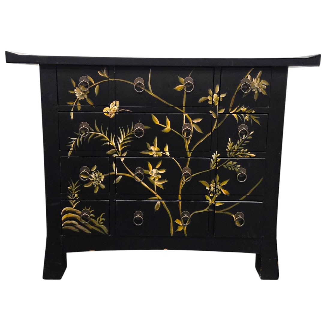 BLACK FLORAL 12 DRAWER CHEST (1 of 7)