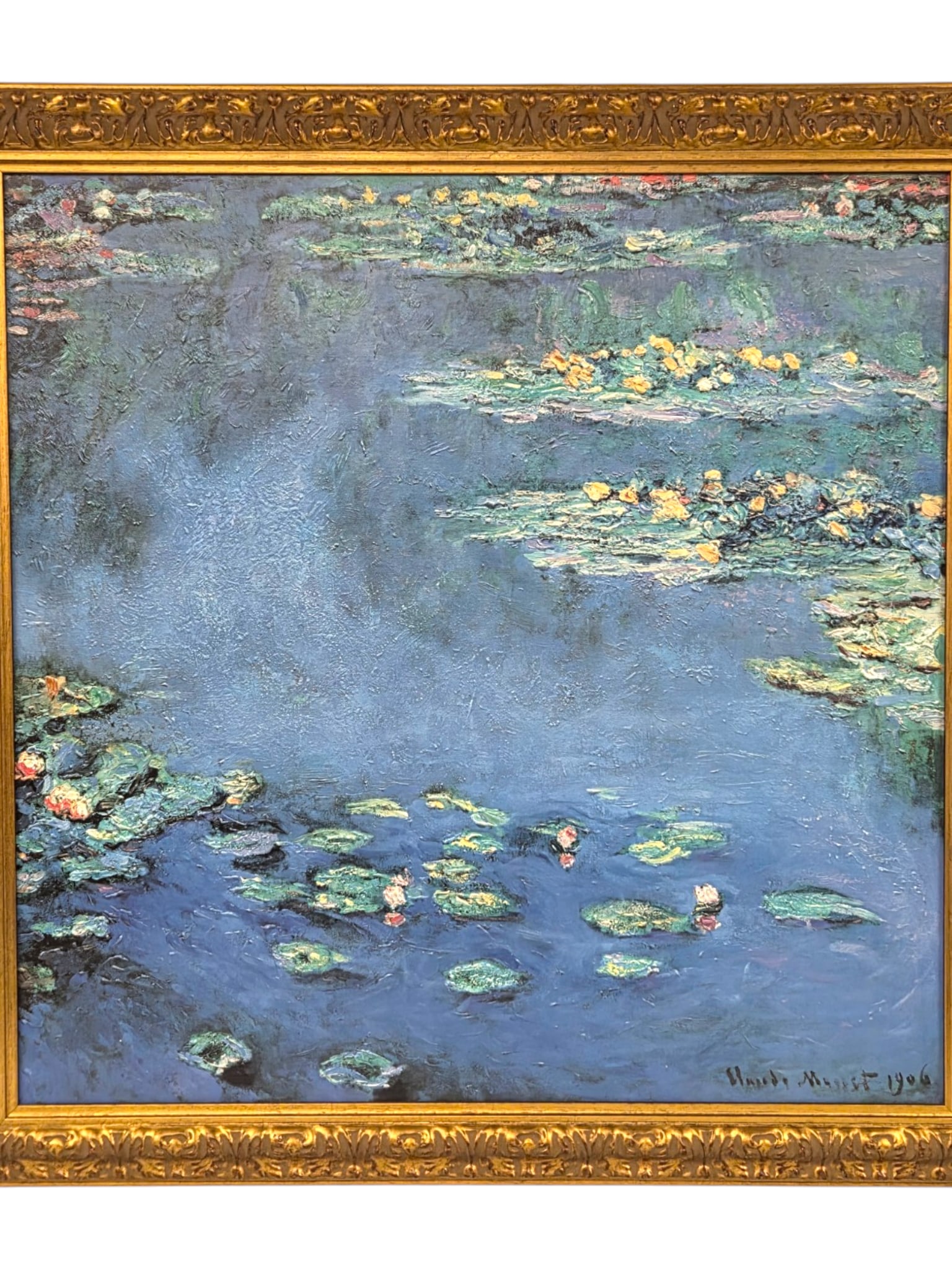 "WATER-LILIES" BY MONET L.E.REPRODUCTION ON CANVAS: Water-Lilies,1906 Limited Edition 73/980 reproduction on canvas by Claude Monet (1840-1926). Advanced scanning technology and textured (artist enhanced) by the company Brushstrokes from Canada. COA