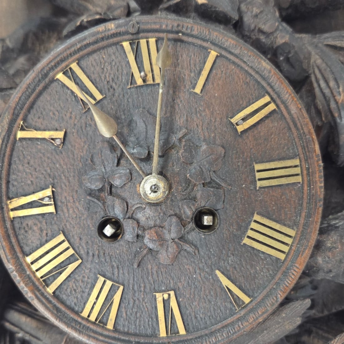CARVED BLACK FOREST WALL CLOCK - 3