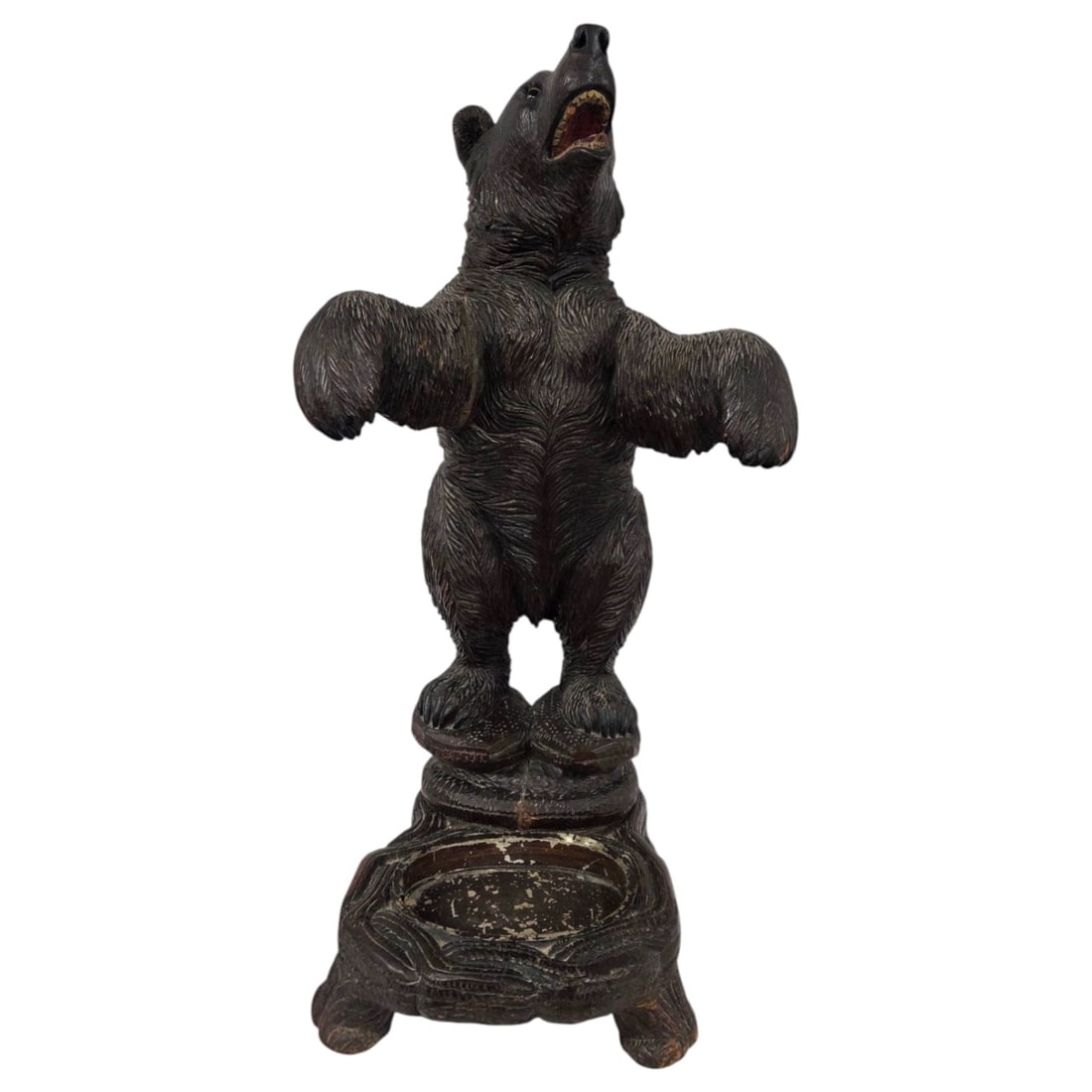 19th C CARVED BLACK FOREST BEAR UMBRELLA STAND 37" T (1 of 12)