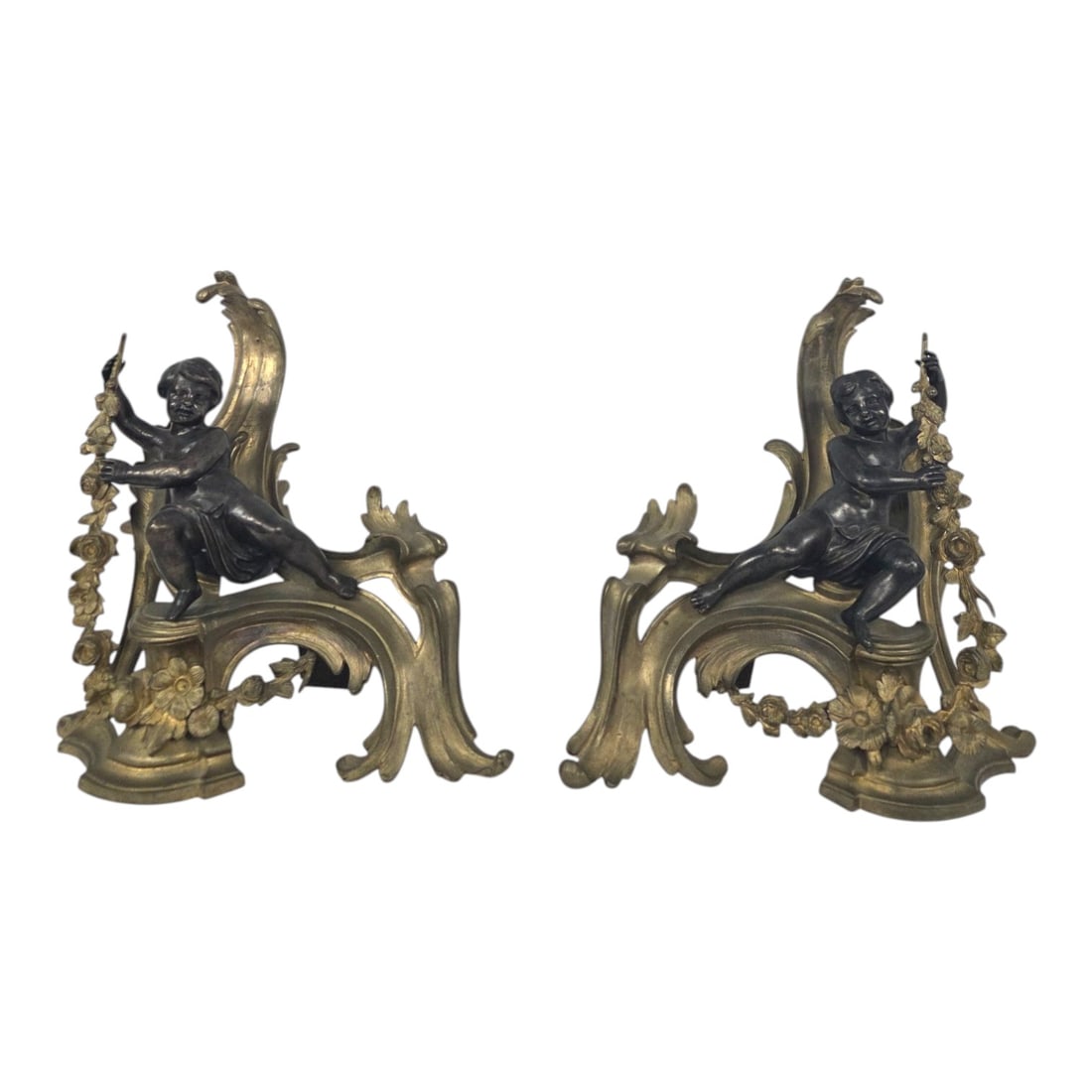 PAIR OF FRENCH LOUIS XV FIRE ANDIRONS/CHENETS (1 of 6)