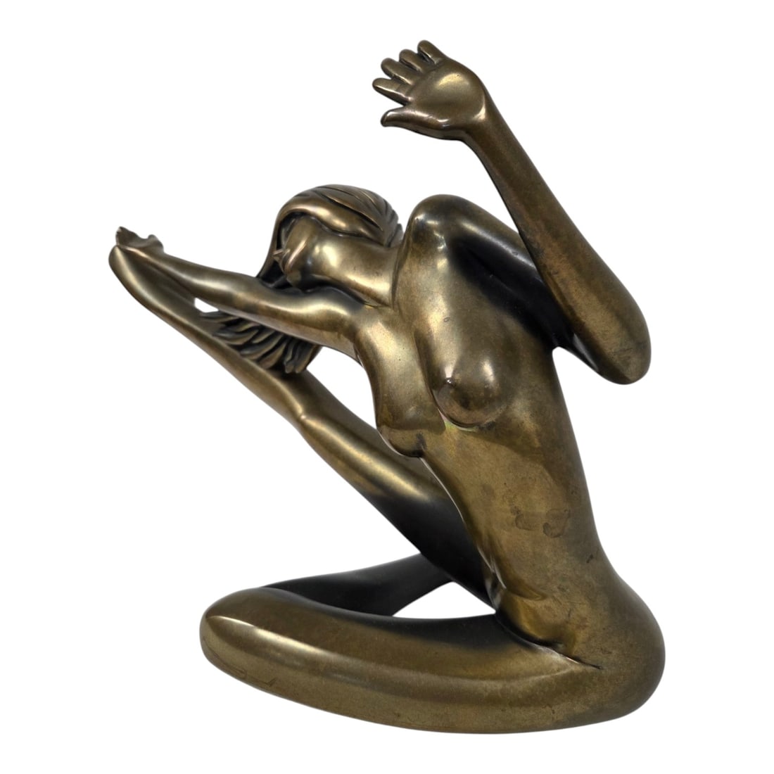 "ENCORE" WOMAN L.E. BRONZE BY T. BENNETT: Woman figurative bronze sculpture Encore by Tom Bennett. (American, 20th century) Limited Edition 107/150. Signed on back of lower foot. Measures 13 H x 18 W x 11 D. Good condition. See photos