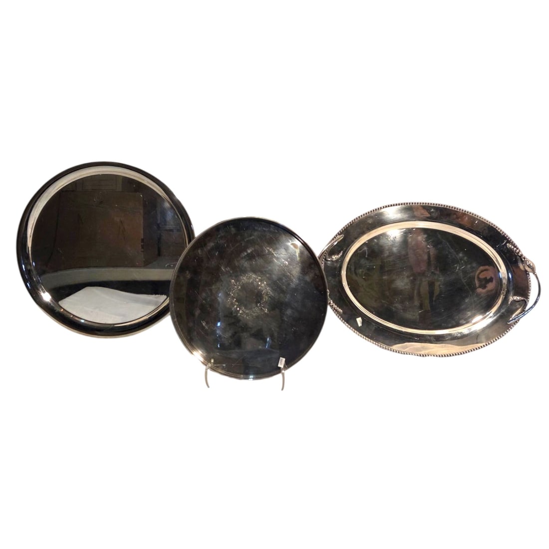 THREE SILVER PLATED TRAYS (1 of 17)