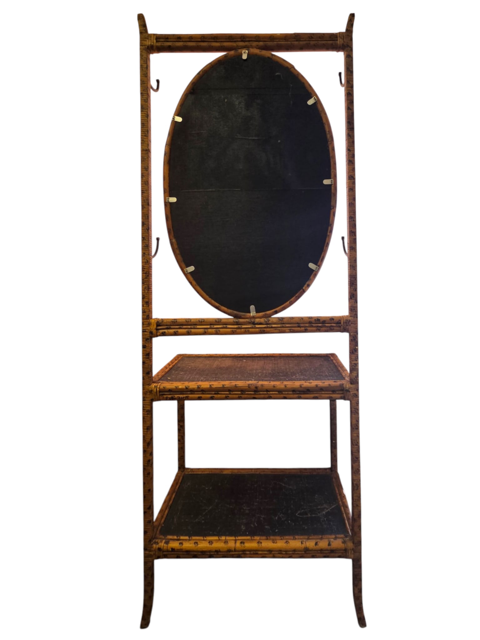 BAMBOO HALL TREE WITH OVAL MIRROR - 2