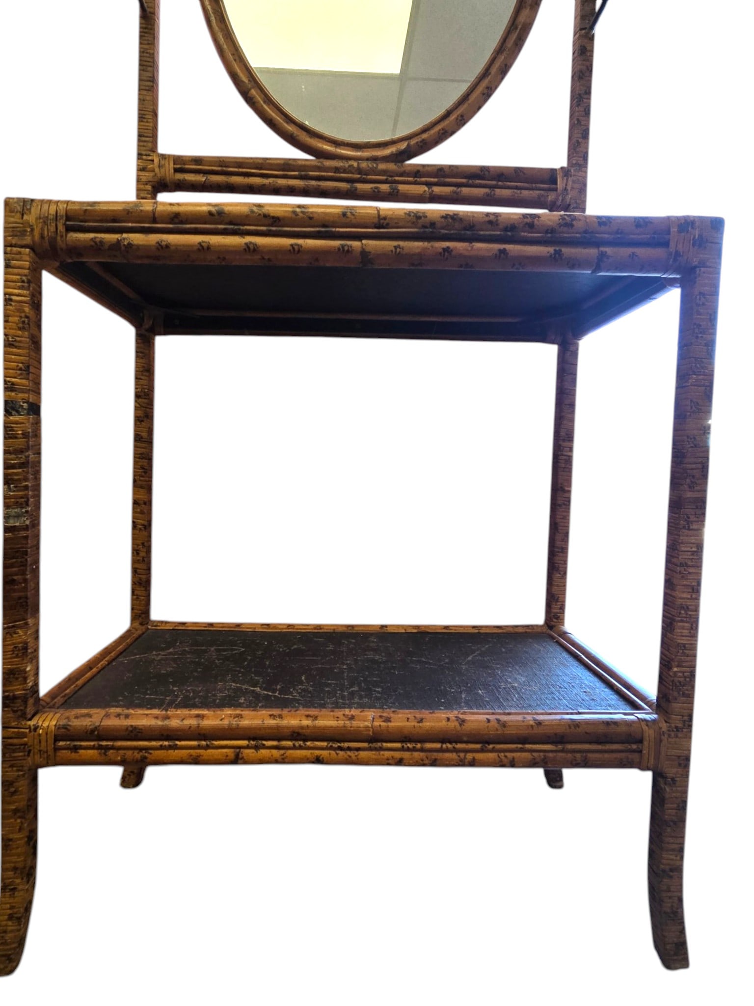 BAMBOO HALL TREE WITH OVAL MIRROR - 3