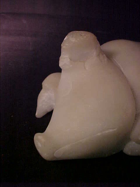 ANTIQUE CARVED ALABASTER PIG FIGURE - 2