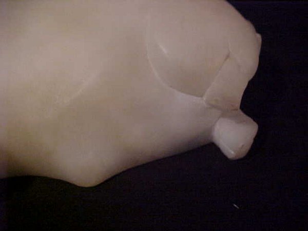 ANTIQUE CARVED ALABASTER PIG FIGURE - 3
