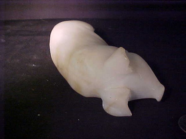 ANTIQUE CARVED ALABASTER PIG FIGURE - 4