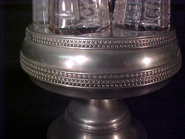 SILVER PLATE ANTIQUE CRYSTAL CASTER SET - 2