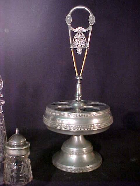SILVER PLATE ANTIQUE CRYSTAL CASTER SET - 5