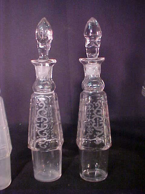 SILVER PLATE ANTIQUE CRYSTAL CASTER SET - 7