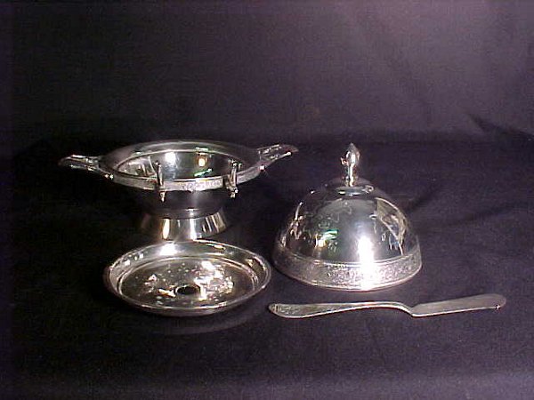 ANTIQUE ENGLISH SILVER PLATE BUTTER DISH - 4