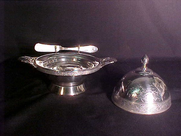 ANTIQUE ENGLISH SILVER PLATE BUTTER DISH - 6