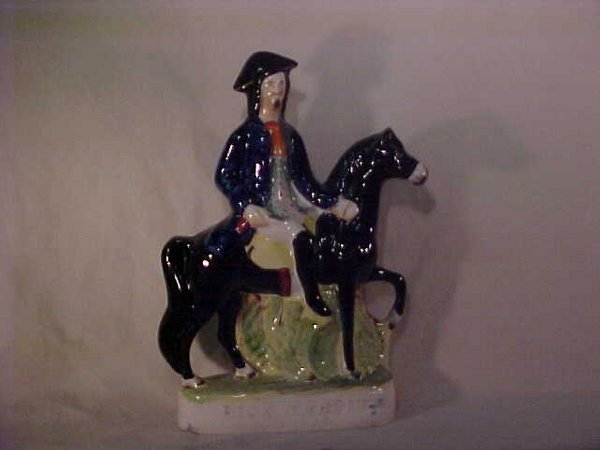 ANTIQUE STAFFORDSHIRE FIGURINE ON HORSE
