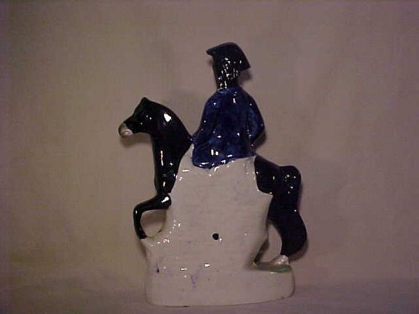ANTIQUE STAFFORDSHIRE FIGURINE ON HORSE - 2
