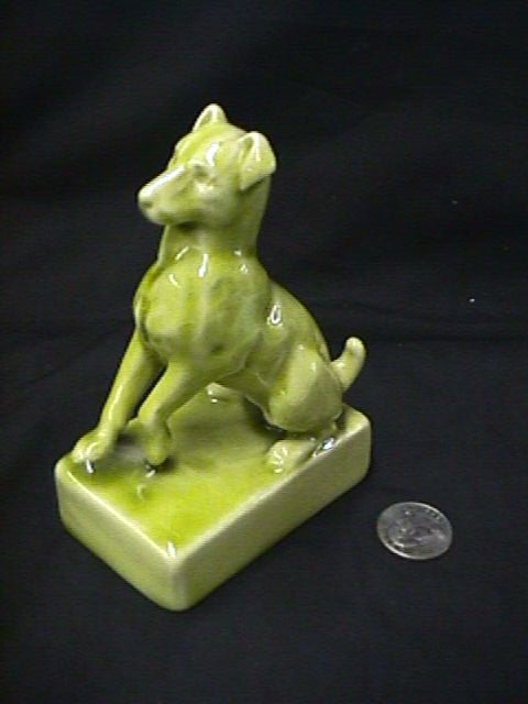 ROOKWOOD ART POTTERY DOG LIME GREEN