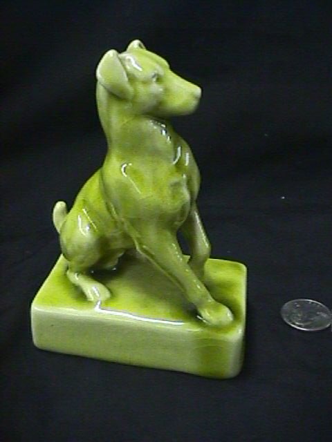 ROOKWOOD ART POTTERY DOG LIME GREEN - 4