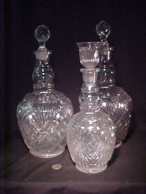 ANTIQUE PRESSED GLASS DECANTERS 3