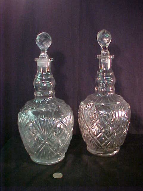 ANTIQUE PRESSED GLASS DECANTERS 3 - 2