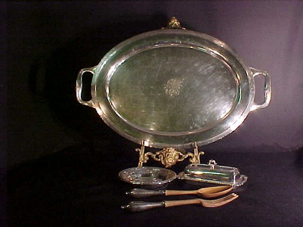 STERLING & SILVER PLATE GROUP PLATTER DI