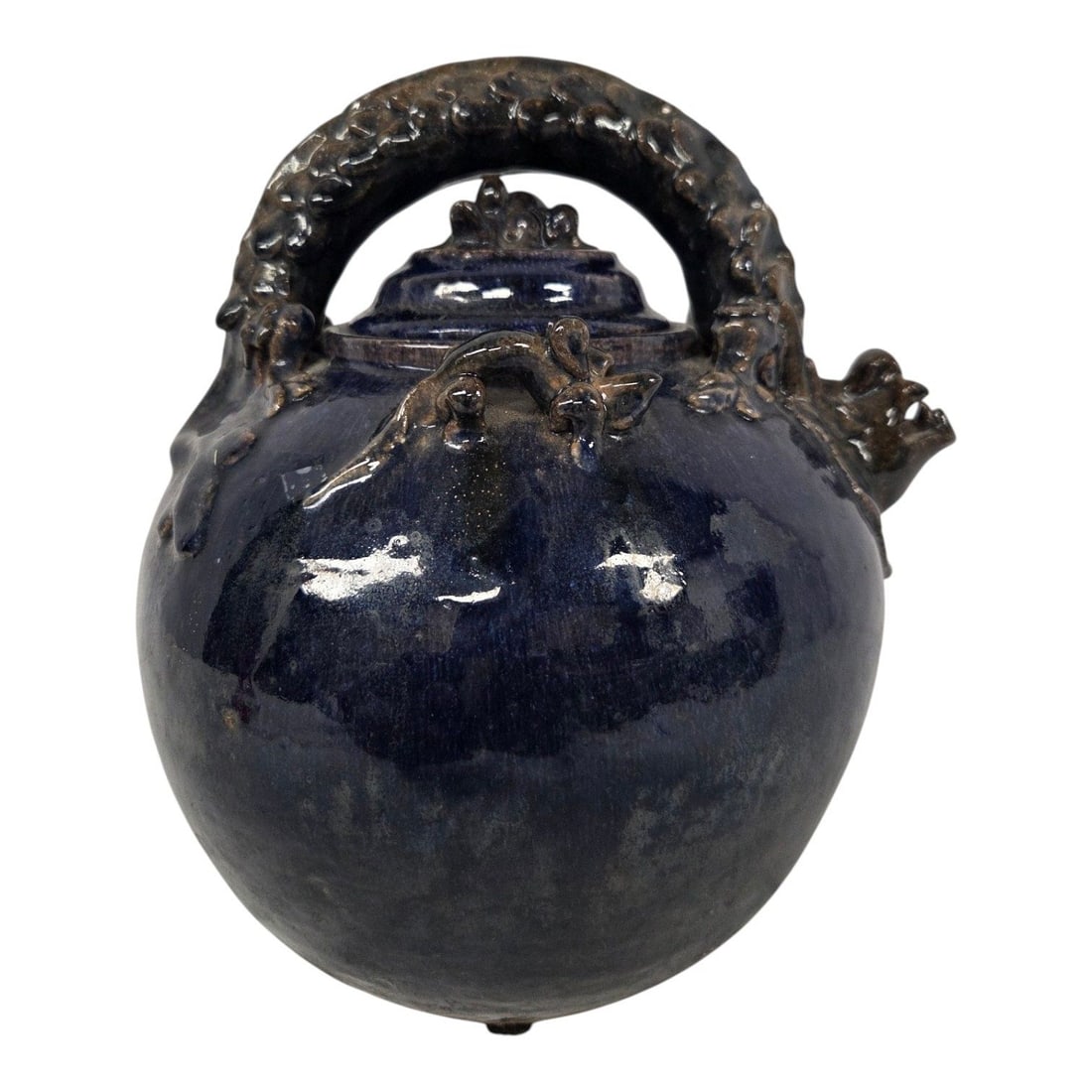 ARTISAN BLUE GLAZED POTTERY TEAPOT (1 of 9)