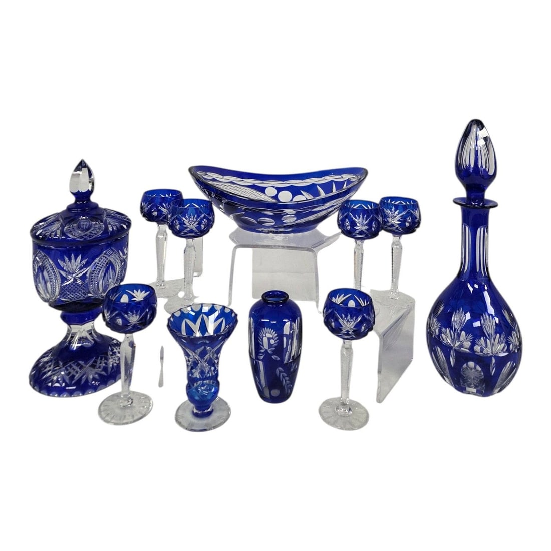 BOHEMIAN CUT-CLEAR COBALT GROUPING (1 of 20)