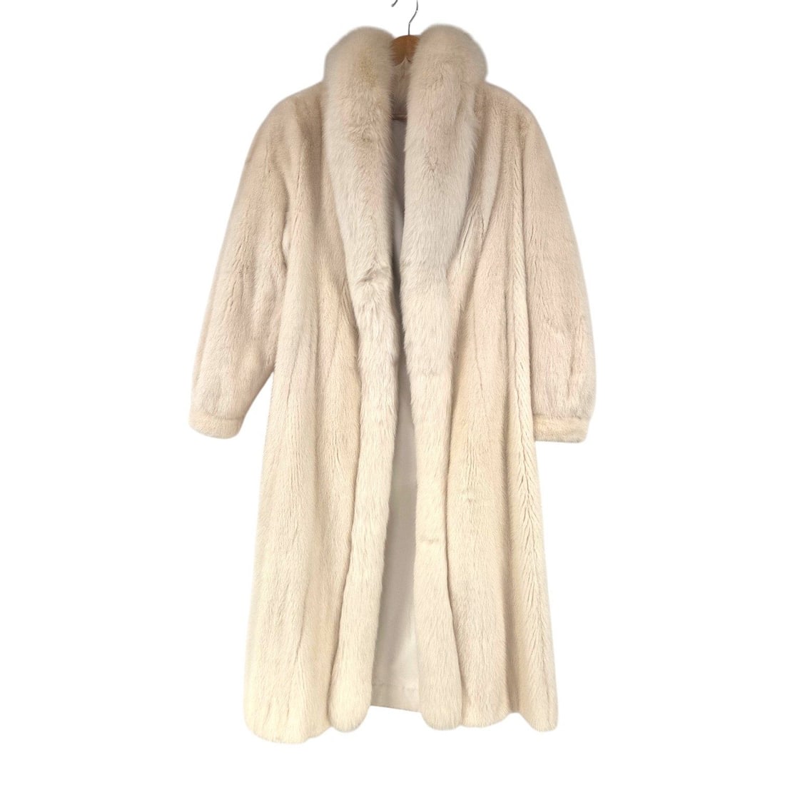 VINTAGE CREAM COLOR MINK FUR COAT W/ FOX COLLAR (1 of 9)