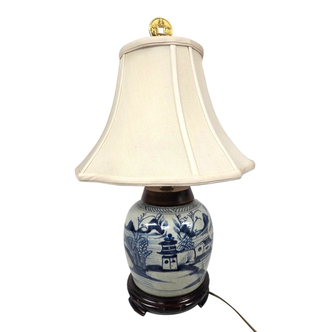 20" CHINESE BLUE & WHITE PORCELAIN GINGER JAR LAMP (1 of 8)