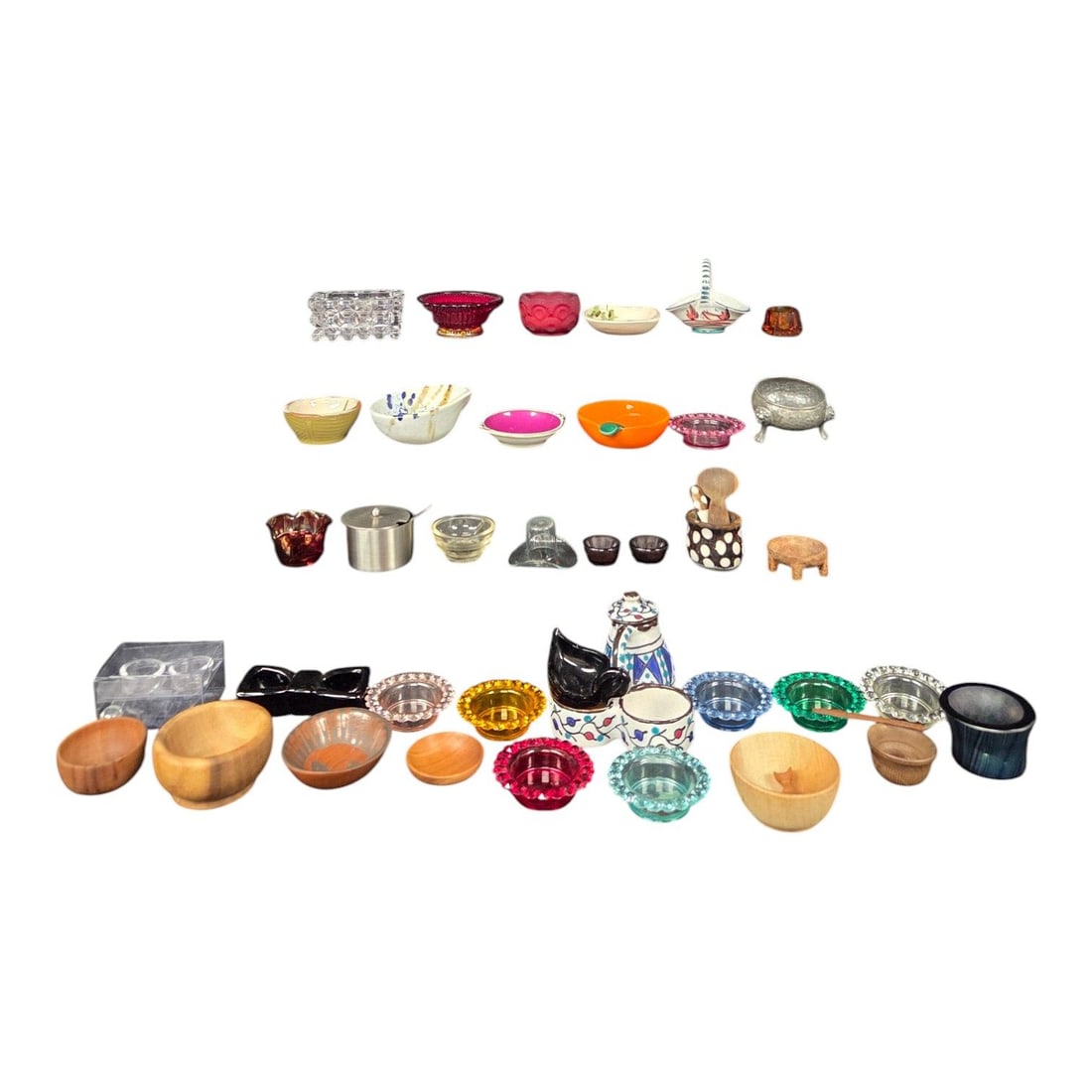 40 PC OPEN SALT CELLARS- WOOD/CERAMIC (1 of 6)