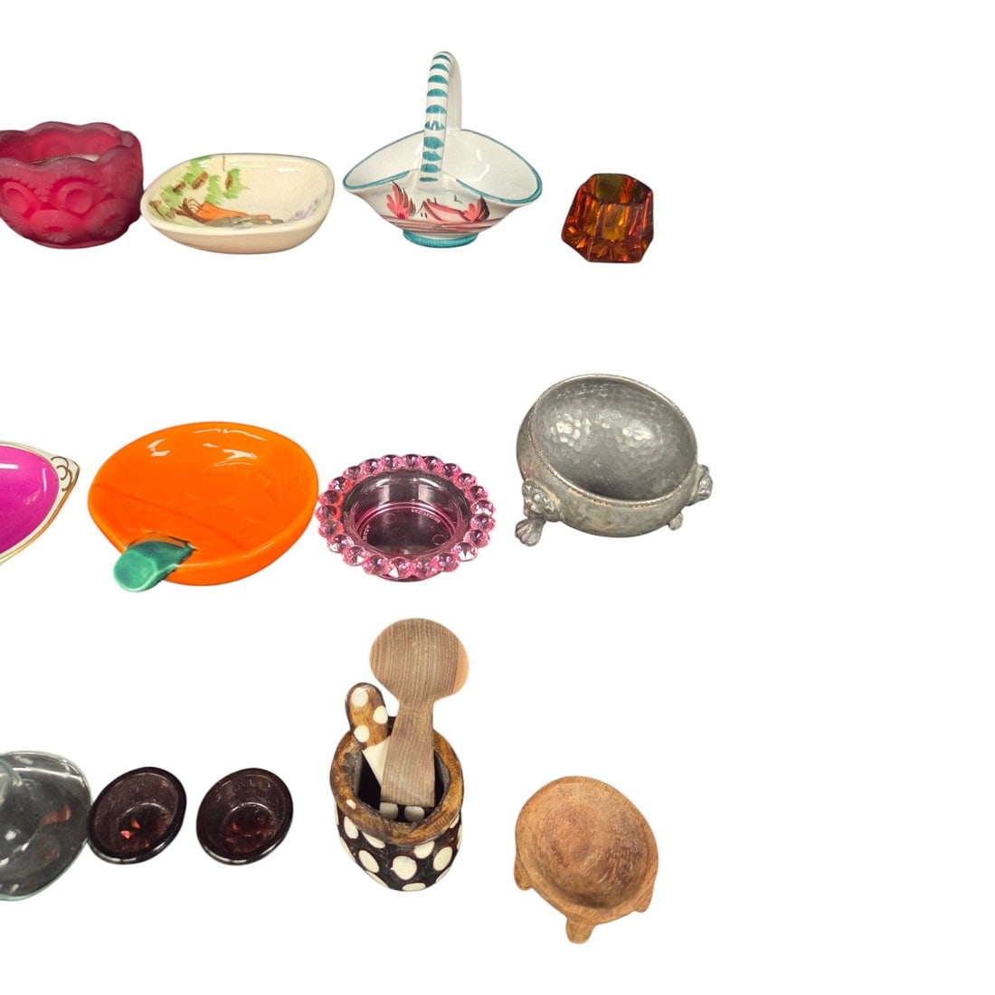 40 PC OPEN SALT CELLARS- WOOD/CERAMIC - 3