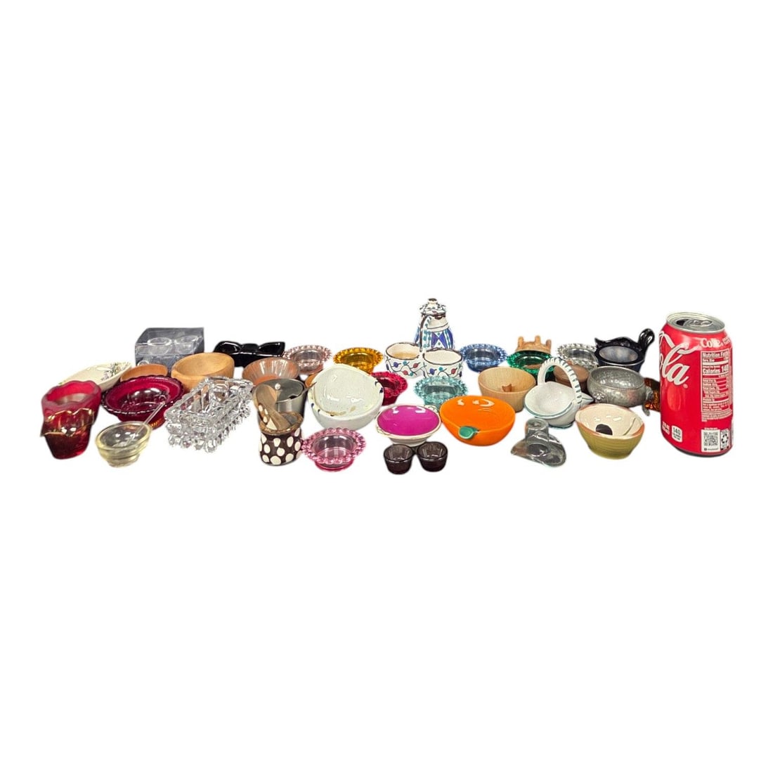 40 PC OPEN SALT CELLARS- WOOD/CERAMIC - 6