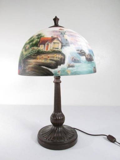 Thomas Kinkade Reverse Painted Glass Table Lamp Feb 05 2018 Auctions Neapolitan In Fl Thomas Kinkade Reverse Painted Glass, Thomas Kinkade Floor Lamp