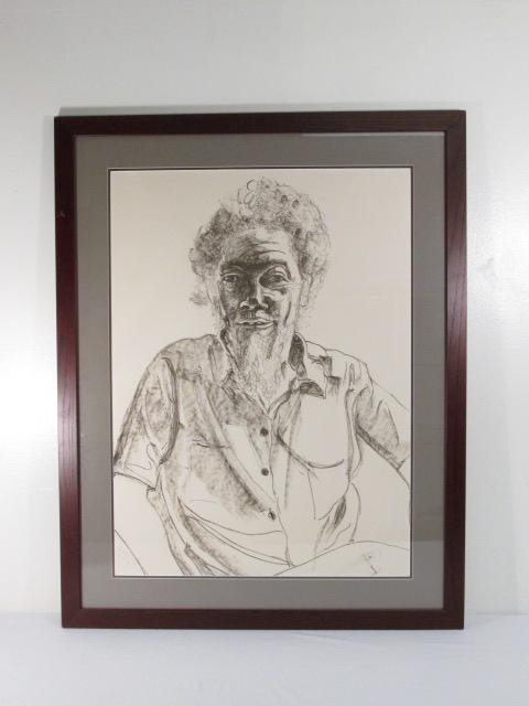 ALICE NEEL ARTIST PROOF LITHOGRAPH: "BENNY ANDREWS": Alice Neel original #1 artist proof lithograph titled "Benny Andrews". Pencil signed and dated "'78" lower left. Also numbered in pencil lower left "A.P. #1". Matted and under glass in a mahogany fini
