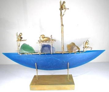 GEORGIA & JOSEPH POZYCINSKI "MONKEY BOAT" SCULPTURE