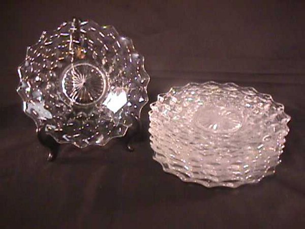 8 ANTIQUE FOSTORIA GLASS PLATES SMALL